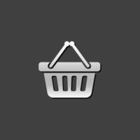 Shopping basket icon in metallic grey color style. Buying ecommerce vector