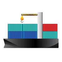 Container shipping icon in color. Industrial distribution import export vector