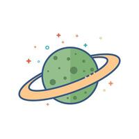 Planet icon flat color style vector illustration