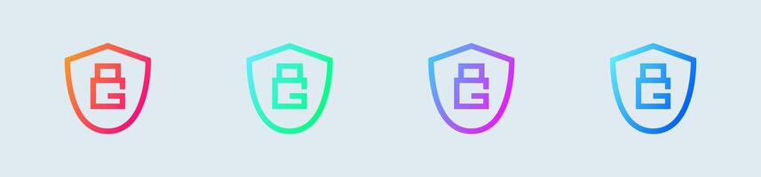 Guard line icon in gradient colors. Defense signs vector illustration.