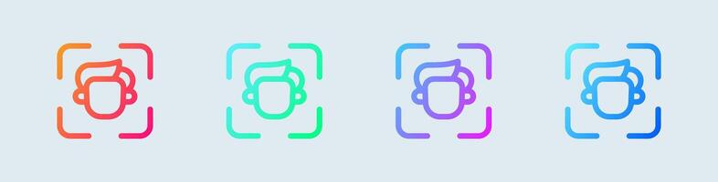 Face id line icon in gradient colors. Biometric signs vector illustration.