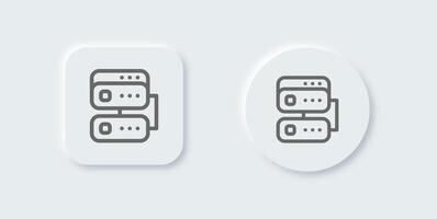 Database line icon in neomorphic design style. Server signs vector illustration.