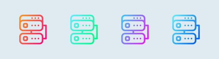 Database line icon in gradient colors. Server signs vector illustration.