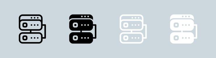 Database icon set in black and white. Server signs vector illustration.