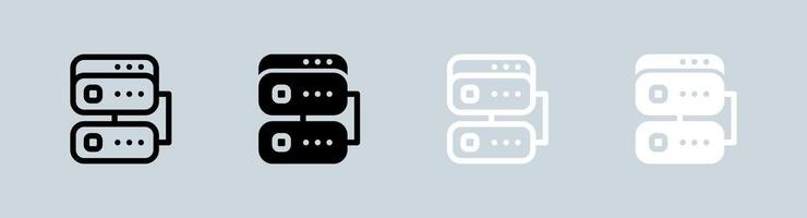 Database icon set in black and white. Server signs vector illustration.