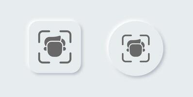 Face id solid icon in neomorphic design style. Biometric signs vector illustration.