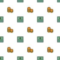 Seamless Pattern with money and coins. Banknotes background. Vector flat illustration.