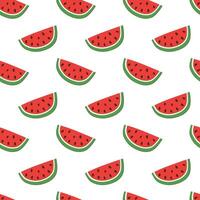 Seamless pattern with watermelon slice. Summer fruit print design for postcard, wrapping paper, textile, wallpaper. Vector flat illustration.