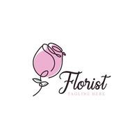 florist with continuous style logo design concept vector illustration. nature, floral, template design.