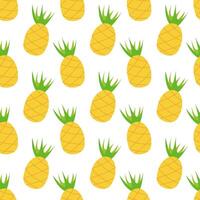 Seamless pattern with pineapple. Summer fruit print design for postcard, wrapping paper, textile, wallpaper. Vector flat illustration.