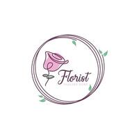 florist with continuous style logo design concept vector illustration. nature, floral, template design.