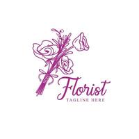 florista logo vector modelo diseño ilustración. ramo de flores flor modelo diseño.