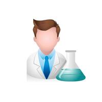 Scientist avatar icon in colors. vector