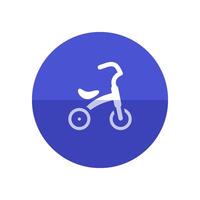 Kids tricycle icon in flat color circle style. Playing game toy vector