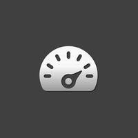 Dashboard icon in metallic grey color style. Control panel odometer speedometer vector