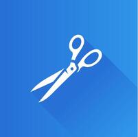 Scissor flat color icon long shadow vector illustration