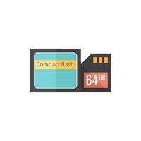 Compact flash and SD card icon in flat color style. Computer photography store image file data digital vector