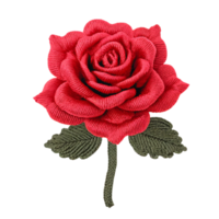 AI generated Rose embroidered fabric patch png