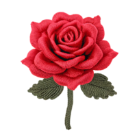 AI generated Rose embroidered fabric patch png