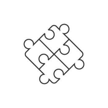 Puzzle icon in thin outline style vector