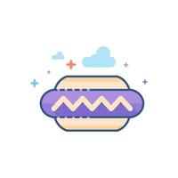 Hot dog icon flat color style vector illustration