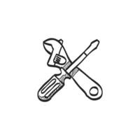 Hand drawn sketch icon mechanic tools vector