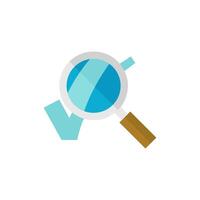 Magnifier check mark icon in flat color style. Zoom find locate approved decisions voting vector