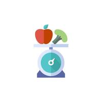 Food scale icon in flat color style. Healthy lifestyle diet fresh vegetable fruit vector
