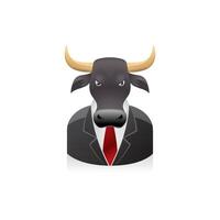 Bull businessman avatar icon in colors. vector