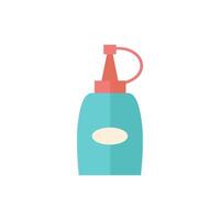 Ketchup bottle icon in flat color style. Food restaurant table sweet container ingredients vector