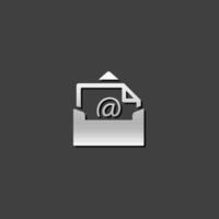 Email icon in metallic grey color style. Envelope laptop business message vector