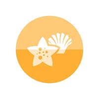 Star fish icon in flat color circle style. Sea animal creature cute vector