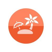 Island icon in flat color circle style. Beach sea tropical travel resort vector