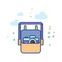 Camera bag icon flat color style vector illustration