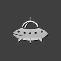 Flying saucer icon in metallic grey color style.Alien outer space vector