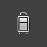 Traveling suitcase icon in metallic grey color style. Journey holiday business vector