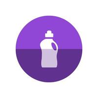 Detergent bottle icon in flat color circle style. Laundry perfume softener soap vector