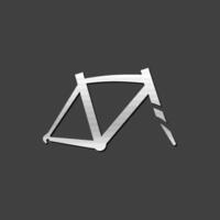 Bicycle frame icon in metallic grey color style. Sport cycling parts vector