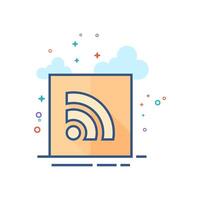Rss symbol flat color style vector illustration