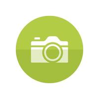 Camera icon in flat color circle style. Photography picture electronic imaging vector