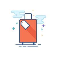 Traveling suitcase icon flat color style vector illustration