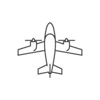 Vintage airplane icon in thin outline style vector