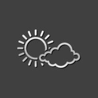 Weather forecast partly sunny icon in metallic grey color style. Meteorology overcast vector