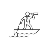 Businessman sailing icon in thin outline style vector