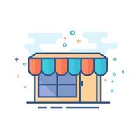 Shop icon flat color style vector illustration