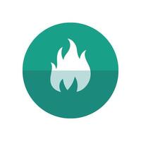 Fire icon in flat color circle style. Flame hot item business vector