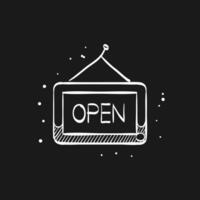 Open sign doodle sketch illustration vector