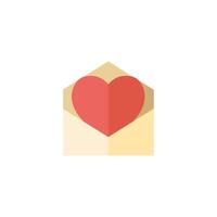 Envelope with heart icon in flat color style. Love romance receive surprise gift vector