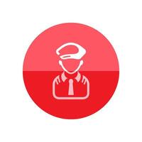 Pilot avatar icon in flat color circle style. People aviation airplane aircraft control vector