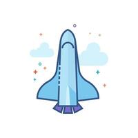 Space shuttle icon flat color style vector illustration